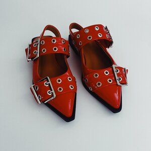 Red buckle slingback heels size 6.5
